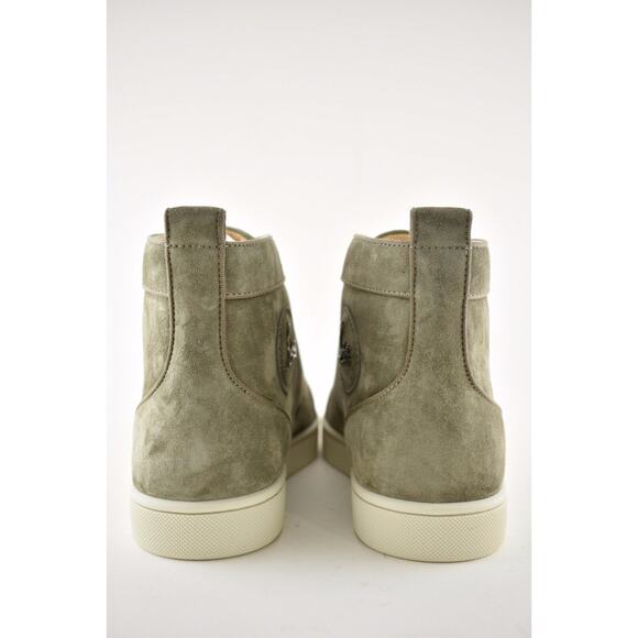Christian Louboutin Mens Louis Orlato Flat Poivre Vert Suede High Sneaker 40 7 - Picture 11 of 12